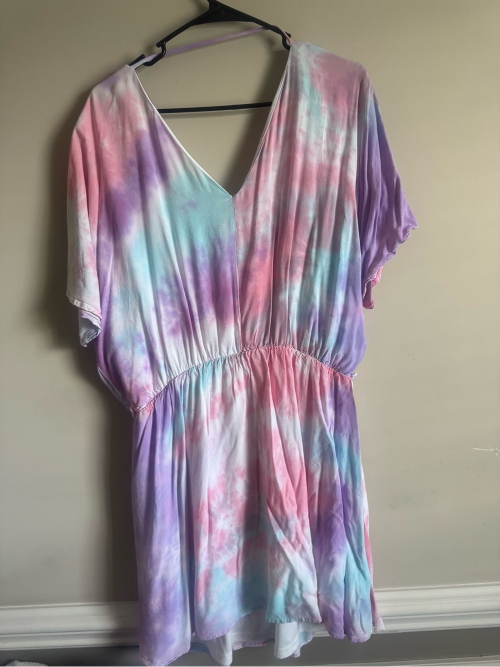 Tie-Dye Pastel V-Neck dress - Pastel Pink, Purple & Blue - Picture 3 of 3